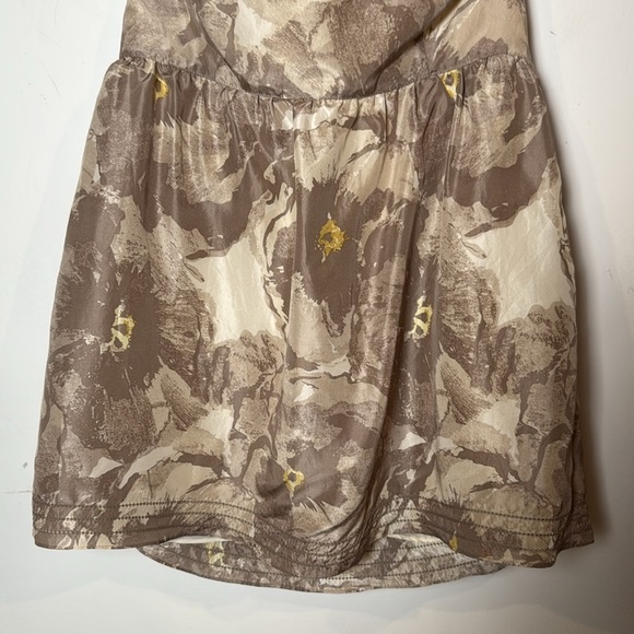 Banana Republic Womens Y2K Vintage 100% Silk Brown Cream Floral Strapless Top 10 - Picture 4 of 14